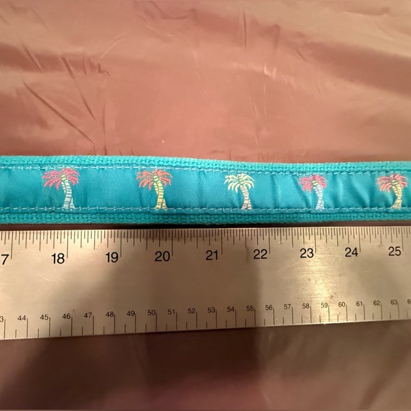 Douglas Paquette Teal neon Palm Tree 1” D Ring Canvas Belt Size Small - Picture 3 of 7
